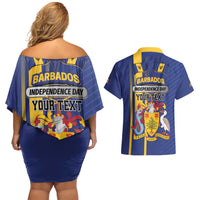 Personalized Barbados 30th November Couples Matching Off Shoulder Short Dress and Hawaiian Shirt Independence Day Flag Map - Wonder Print Shop