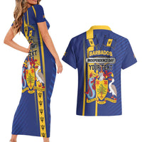 Personalized Barbados 30th November Couples Matching Short Sleeve Bodycon Dress and Hawaiian Shirt Independence Day Flag Map - Wonder Print Shop