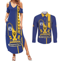 Personalized Barbados 30th November Couples Matching Summer Maxi Dress and Long Sleeve Button Shirt Independence Day Flag Map - Wonder Print Shop