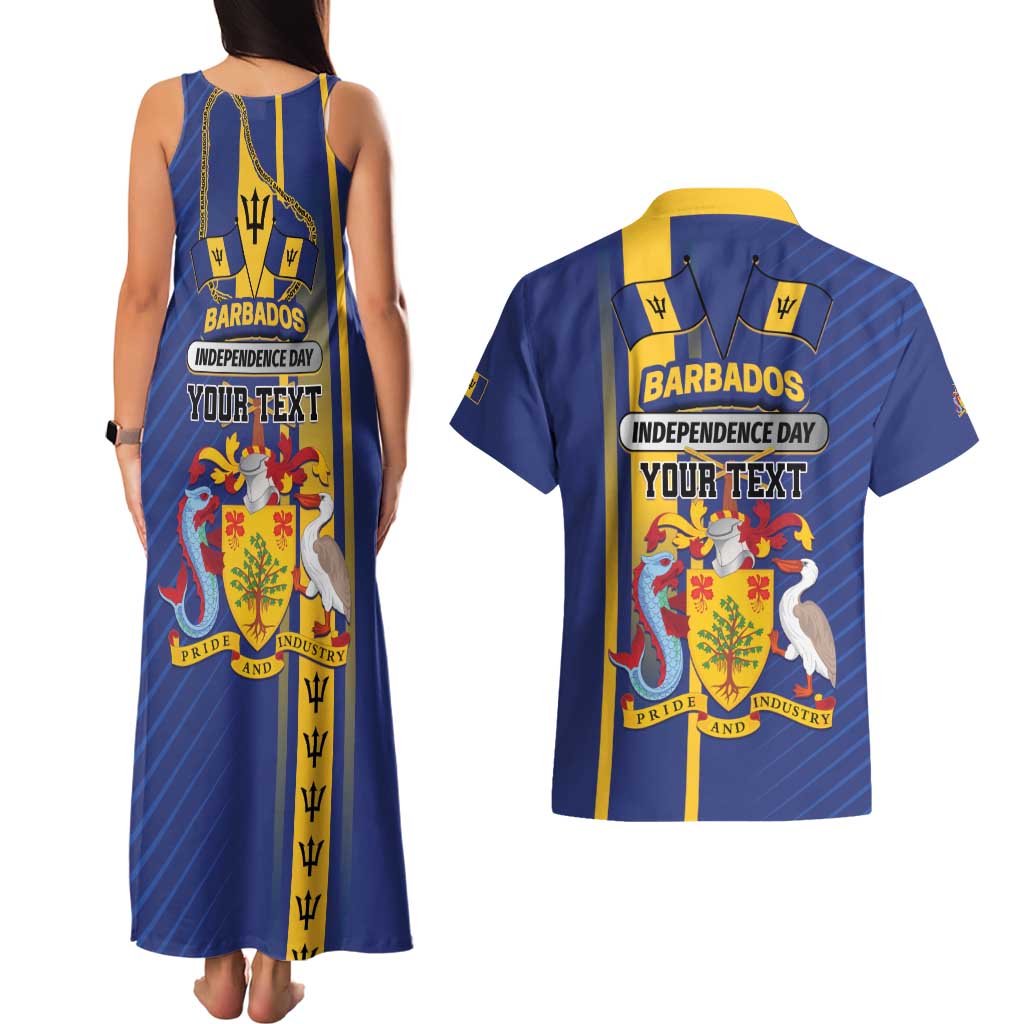 Personalized Barbados 30th November Couples Matching Tank Maxi Dress and Hawaiian Shirt Independence Day Flag Map - Wonder Print Shop