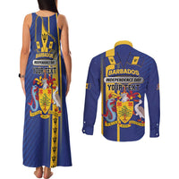 Personalized Barbados 30th November Couples Matching Tank Maxi Dress and Long Sleeve Button Shirt Independence Day Flag Map - Wonder Print Shop