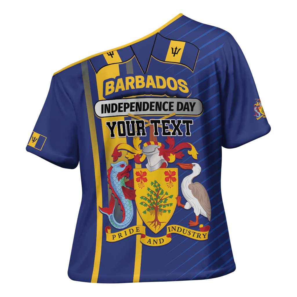Personalized Barbados 30th November Cross Shoulder Shirt Independence Day Flag Map - Wonder Print Shop