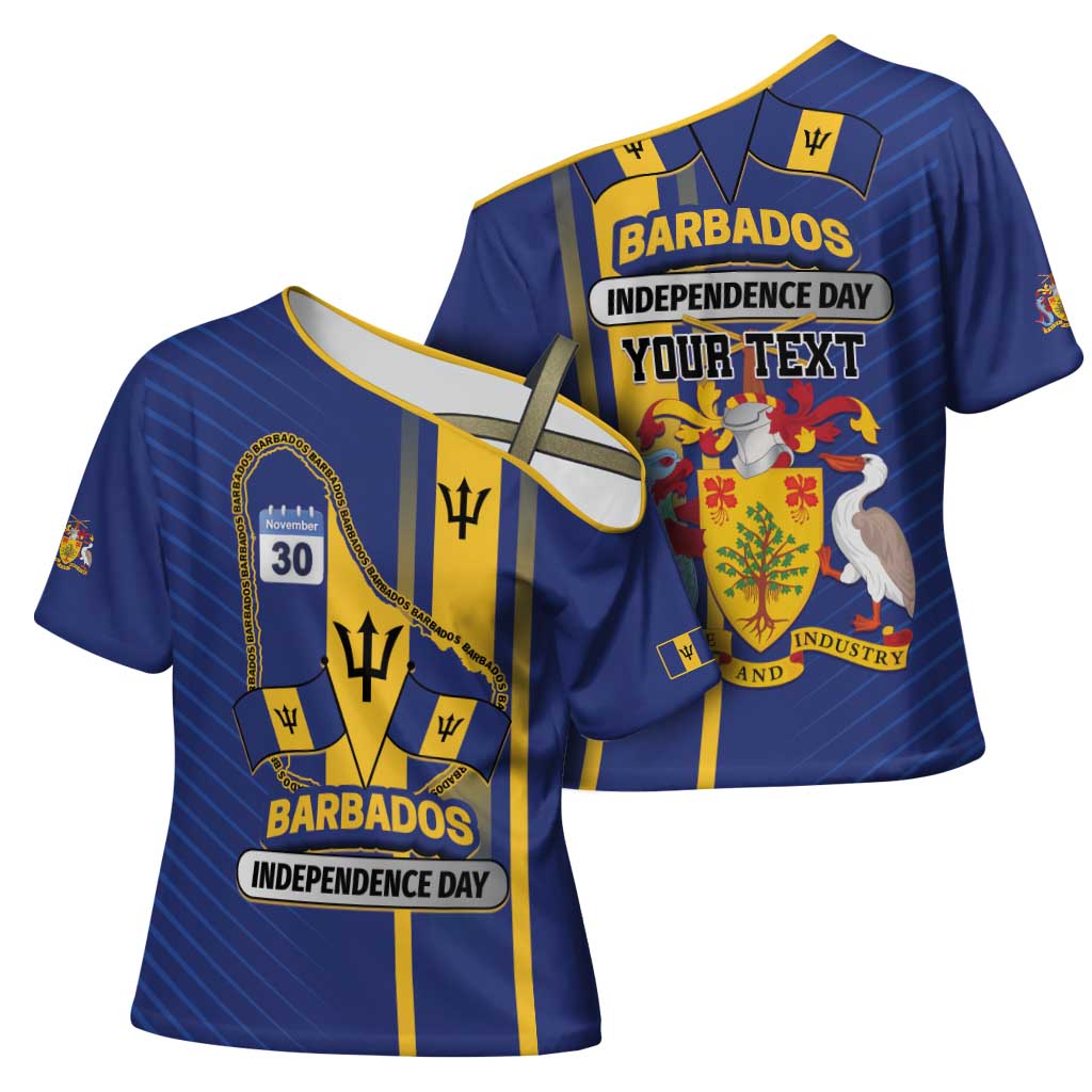 Personalized Barbados 30th November Cross Shoulder Shirt Independence Day Flag Map - Wonder Print Shop