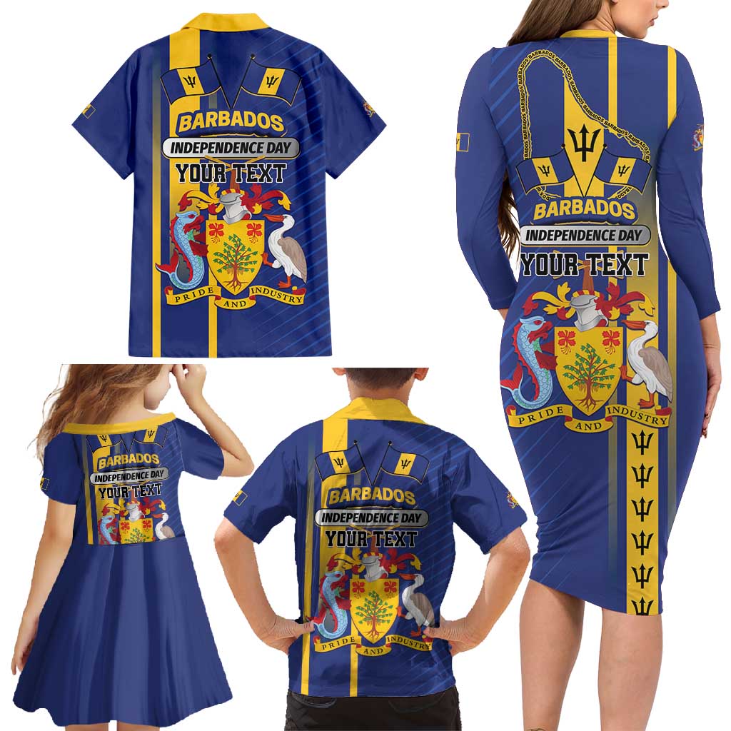 Personalized Barbados 30th November Family Matching Long Sleeve Bodycon Dress and Hawaiian Shirt Independence Day Flag Map - Wonder Print Shop