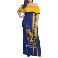 Personalized Barbados 30th November Family Matching Off Shoulder Maxi Dress and Hawaiian Shirt Independence Day Flag Map - Wonder Print Shop