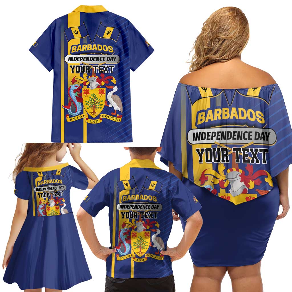 Personalized Barbados 30th November Family Matching Off Shoulder Short Dress and Hawaiian Shirt Independence Day Flag Map - Wonder Print Shop