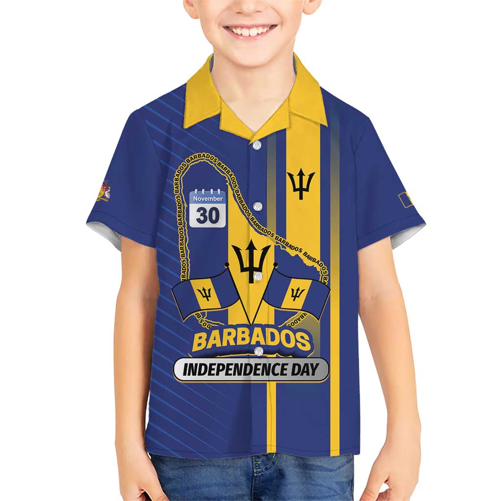 Personalized Barbados 30th November Family Matching Short Sleeve Bodycon Dress and Hawaiian Shirt Independence Day Flag Map - Wonder Print Shop