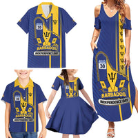 Personalized Barbados 30th November Family Matching Summer Maxi Dress and Hawaiian Shirt Independence Day Flag Map - Wonder Print Shop