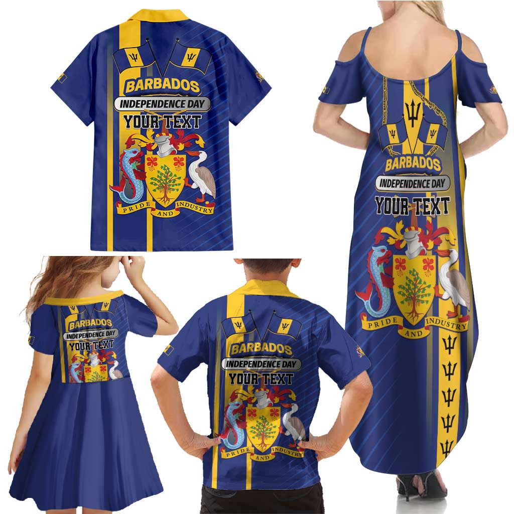 Personalized Barbados 30th November Family Matching Summer Maxi Dress and Hawaiian Shirt Independence Day Flag Map - Wonder Print Shop