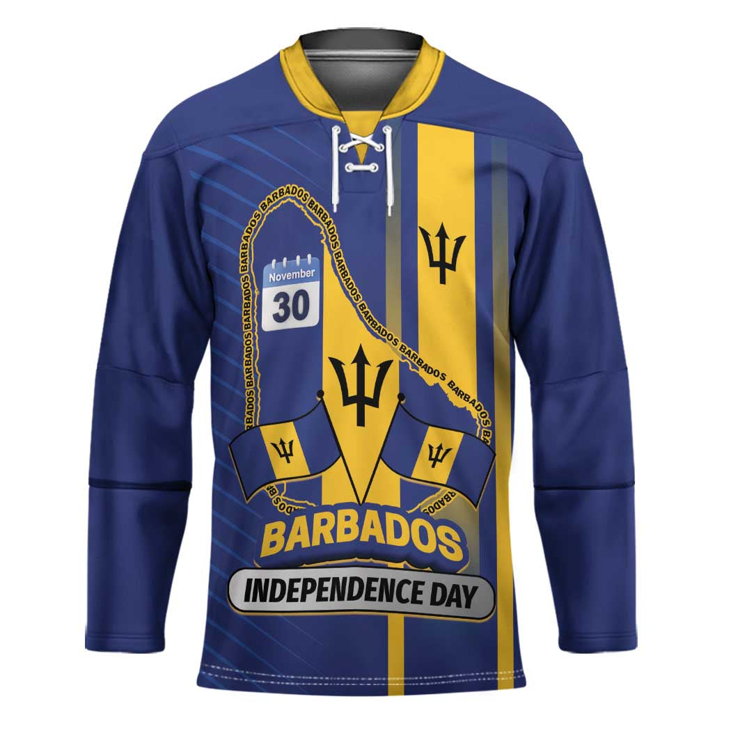 Personalized Barbados 30th November Hockey Jersey Independence Day Flag Map - Wonder Print Shop