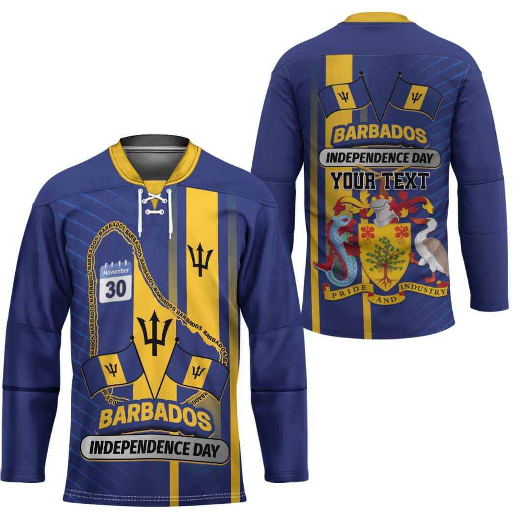 Personalized Barbados 30th November Hockey Jersey Independence Day Flag Map - Wonder Print Shop