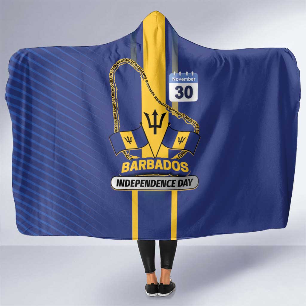 Barbados 30th November Hooded Blanket Independence Day Flag Map - Wonder Print Shop