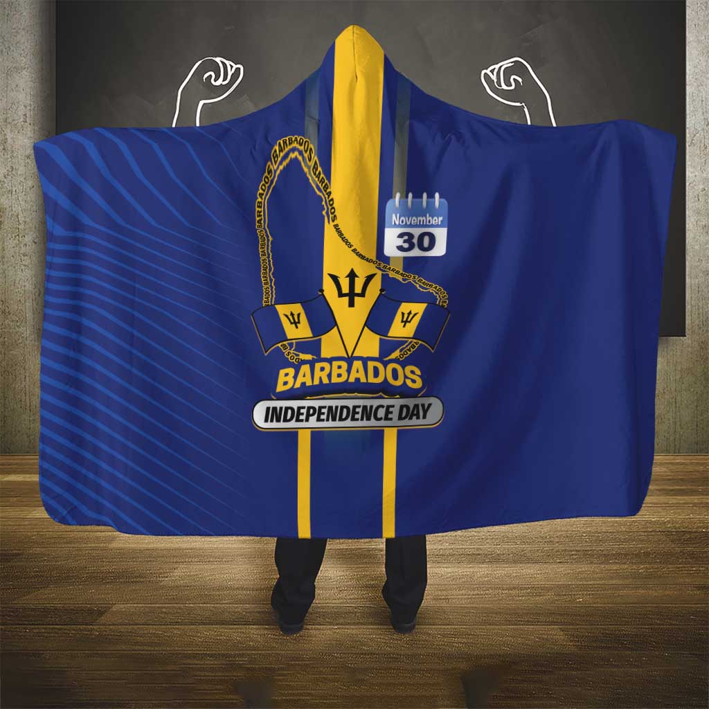 Barbados 30th November Hooded Blanket Independence Day Flag Map - Wonder Print Shop