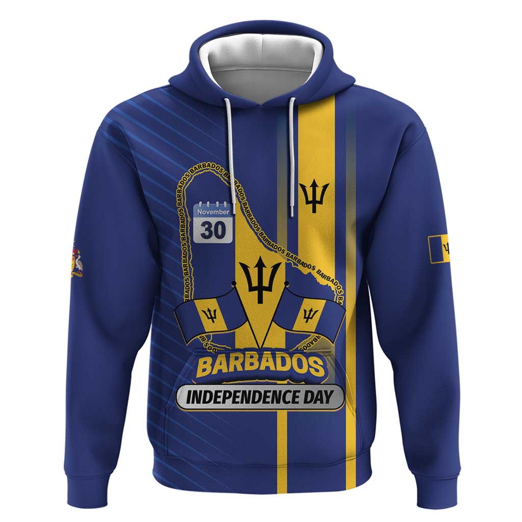 Personalized Barbados 30th November Hoodie Independence Day Flag Map - Wonder Print Shop
