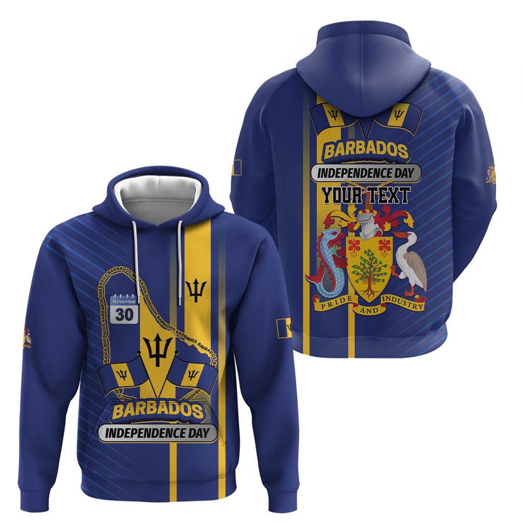Personalized Barbados 30th November Hoodie Independence Day Flag Map - Wonder Print Shop