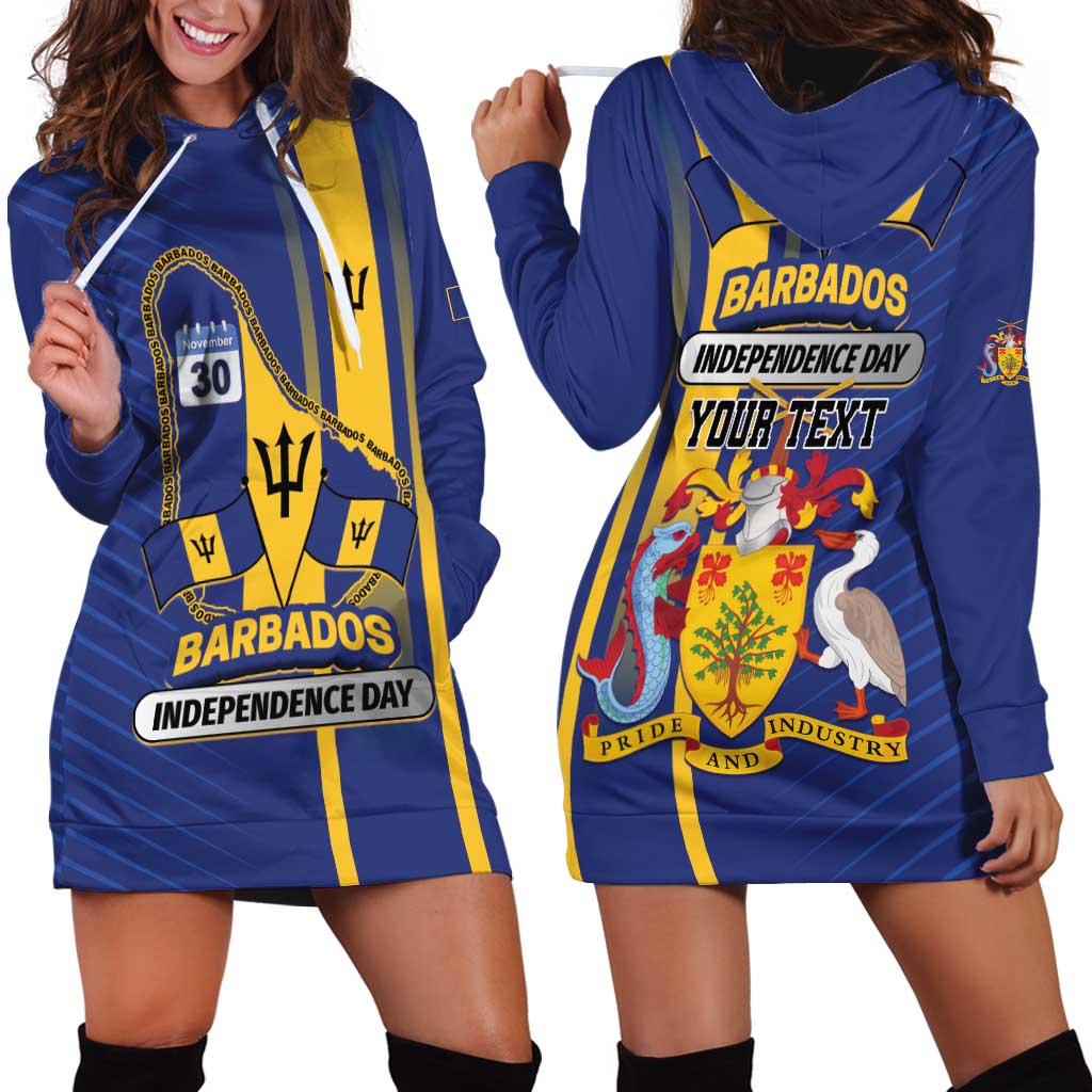 Personalized Barbados 30th November Hoodie Dress Independence Day Flag Map - Wonder Print Shop