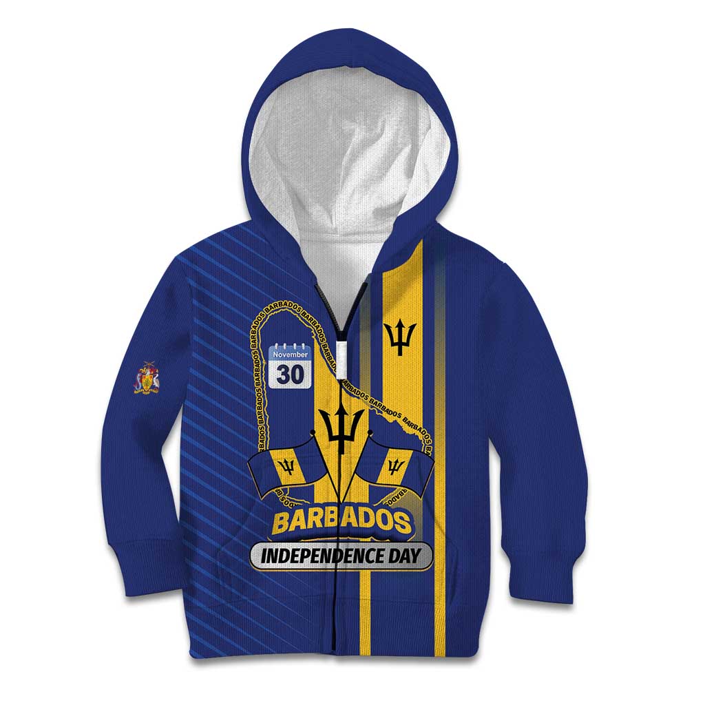 Personalized Barbados 30th November Kid Hoodie Independence Day Flag Map - Wonder Print Shop