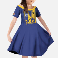 Personalized Barbados 30th November Kid Short Sleeve Dress Independence Day Flag Map - Wonder Print Shop