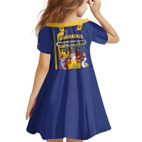 Personalized Barbados 30th November Kid Short Sleeve Dress Independence Day Flag Map - Wonder Print Shop