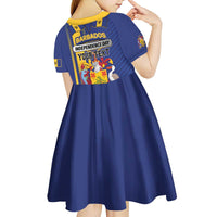 Personalized Barbados 30th November Kid Short Sleeve Dress Independence Day Flag Map - Wonder Print Shop