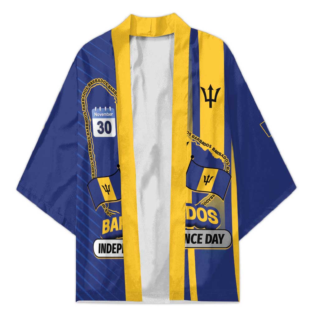 Personalized Barbados 30th November Kimono Independence Day Flag Map - Wonder Print Shop