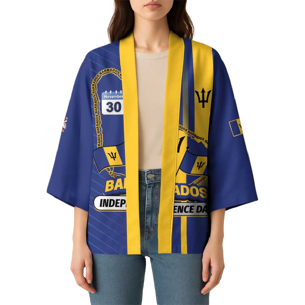 Personalized Barbados 30th November Kimono Independence Day Flag Map - Wonder Print Shop