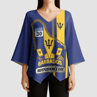 Personalized Barbados 30th November Kimono Sleeve Blouse Independence Day Flag Map - Wonder Print Shop