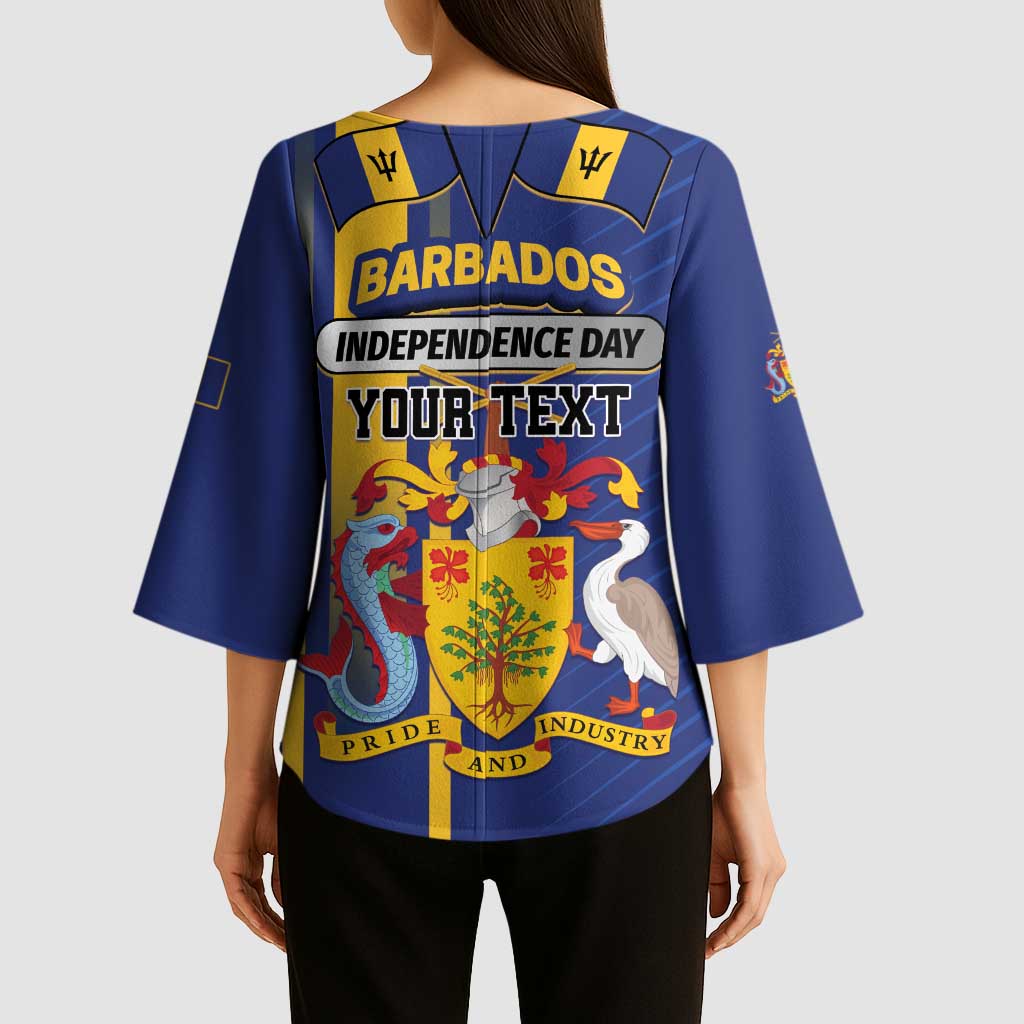 Personalized Barbados 30th November Kimono Sleeve Blouse Independence Day Flag Map - Wonder Print Shop