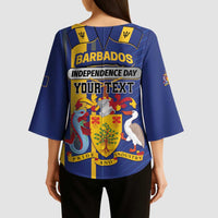 Personalized Barbados 30th November Kimono Sleeve Blouse Independence Day Flag Map - Wonder Print Shop