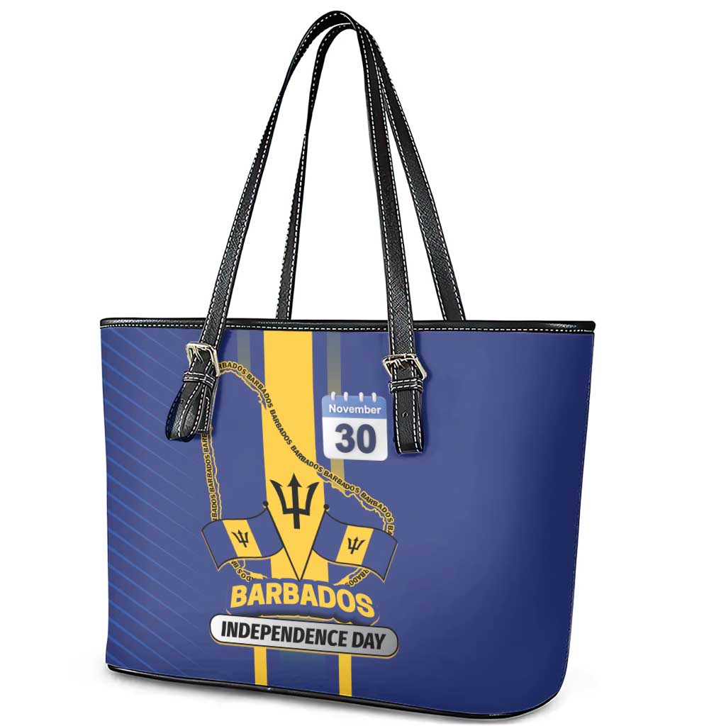 Barbados 30th November Leather Tote Bag Independence Day Flag Map - Wonder Print Shop