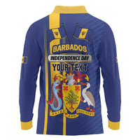 Personalized Barbados 30th November Long Sleeve Polo Shirt Independence Day Flag Map - Wonder Print Shop