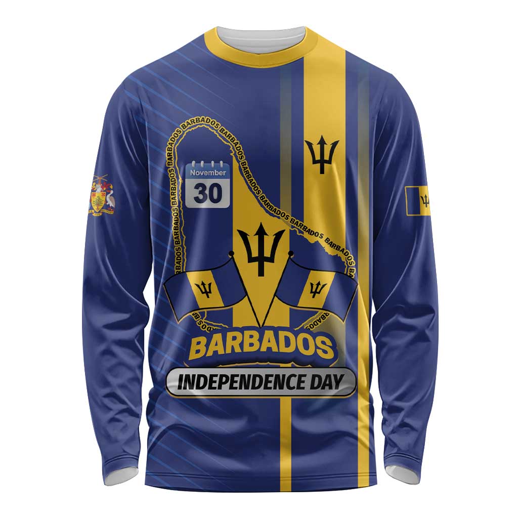 Personalized Barbados 30th November Long Sleeve Shirt Independence Day Flag Map - Wonder Print Shop