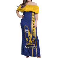 Personalized Barbados 30th November Off Shoulder Maxi Dress Independence Day Flag Map - Wonder Print Shop