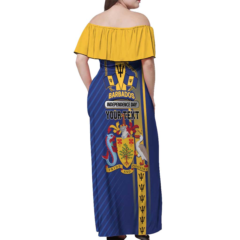 Personalized Barbados 30th November Off Shoulder Maxi Dress Independence Day Flag Map - Wonder Print Shop