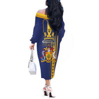 Personalized Barbados 30th November Off The Shoulder Long Sleeve Dress Independence Day Flag Map - Wonder Print Shop