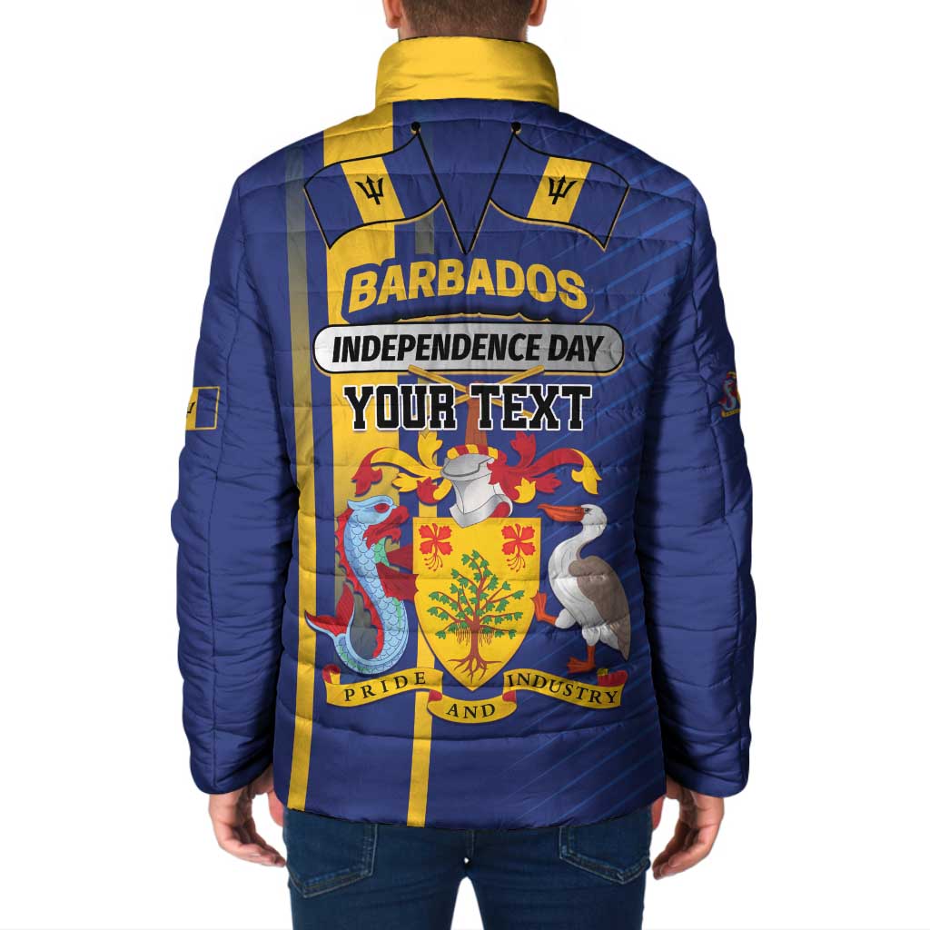 Personalized Barbados 30th November Padded Jacket Independence Day Flag Map - Wonder Print Shop