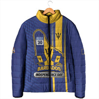 Personalized Barbados 30th November Padded Jacket Independence Day Flag Map - Wonder Print Shop