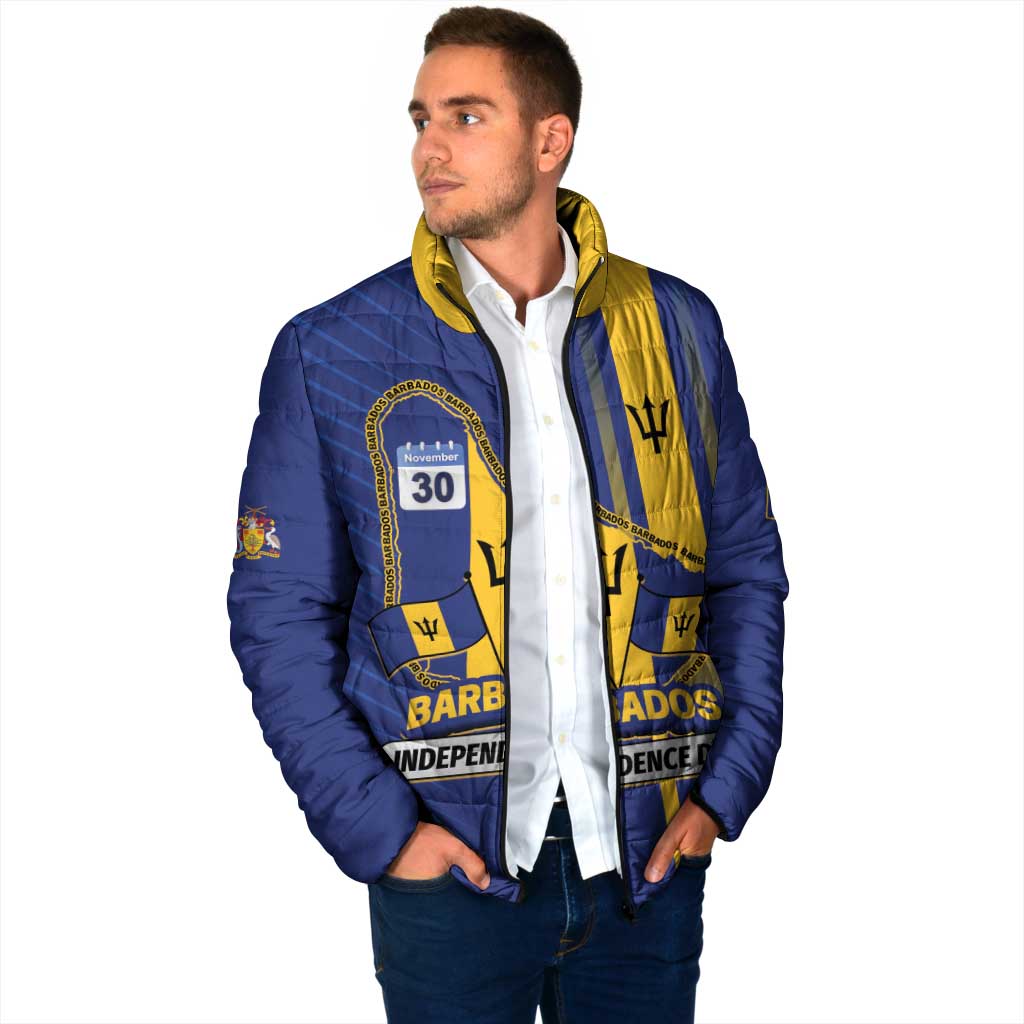Personalized Barbados 30th November Padded Jacket Independence Day Flag Map - Wonder Print Shop
