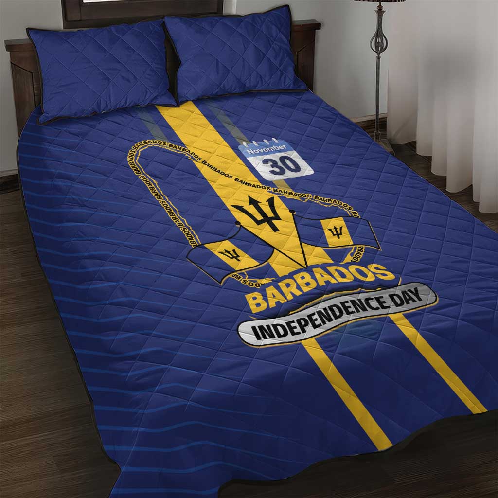Barbados 30th November Quilt Bed Set Independence Day Flag Map - Wonder Print Shop