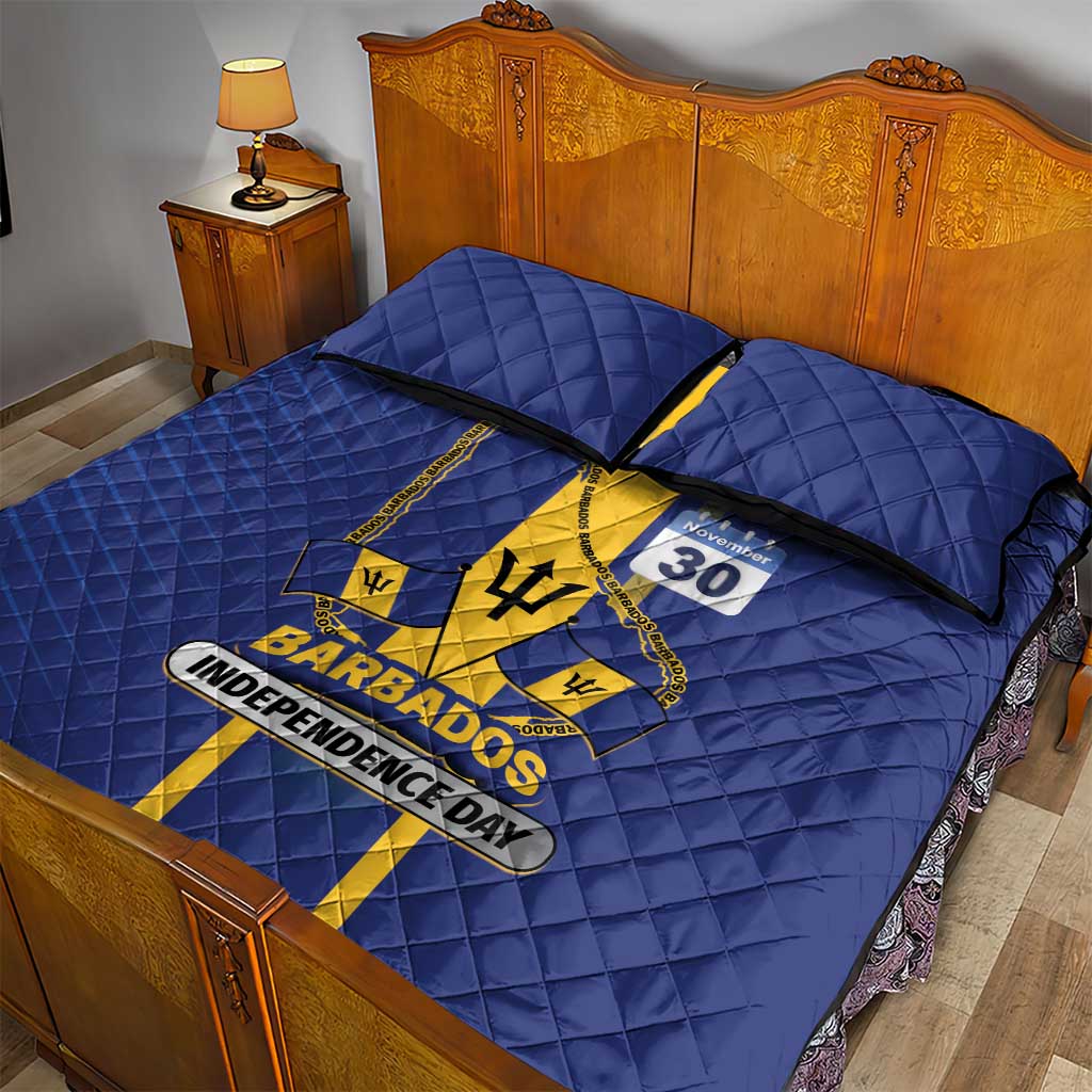 Barbados 30th November Quilt Bed Set Independence Day Flag Map - Wonder Print Shop