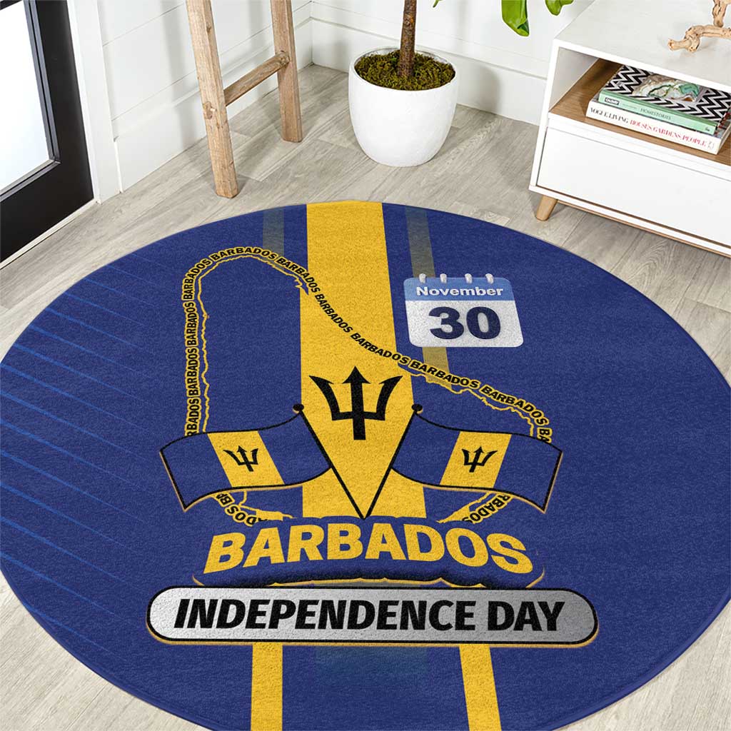 Barbados 30th November Round Carpet Independence Day Flag Map - Wonder Print Shop