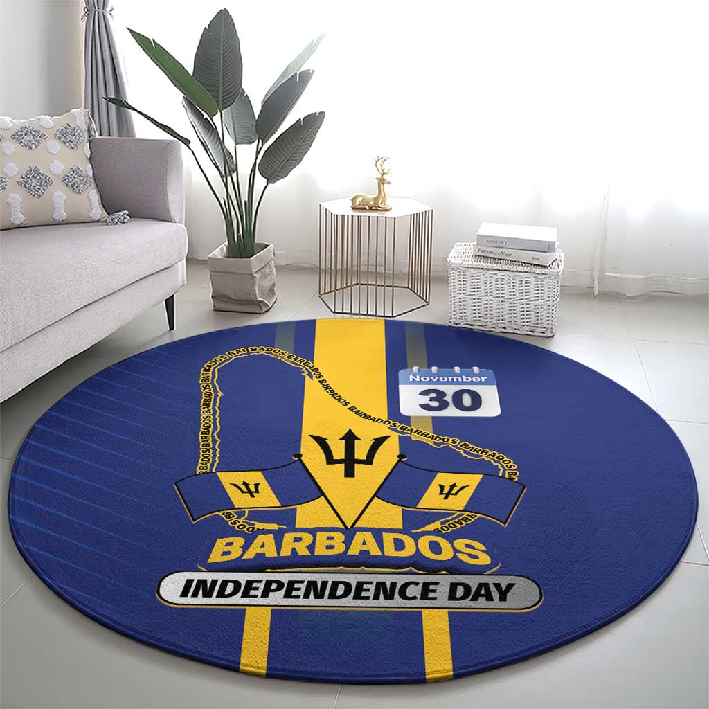 Barbados 30th November Round Carpet Independence Day Flag Map - Wonder Print Shop