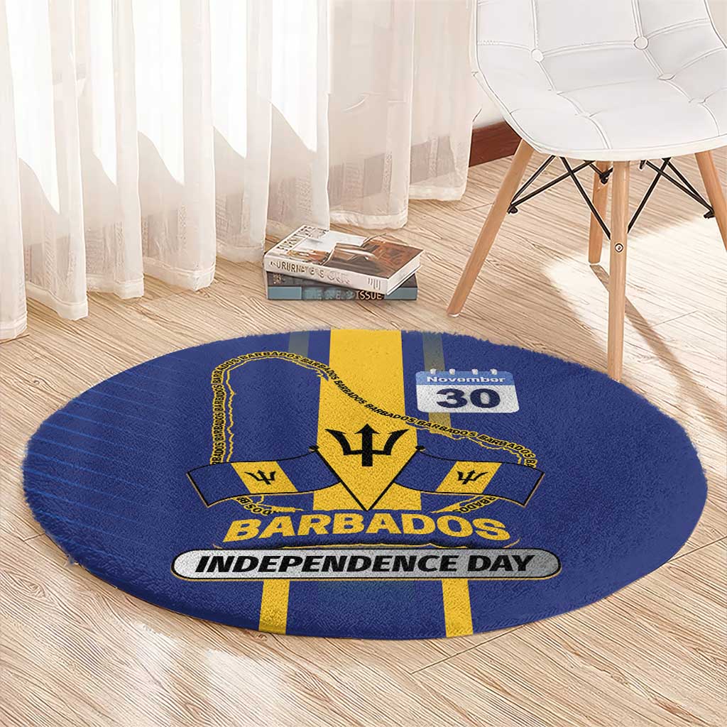 Barbados 30th November Round Carpet Independence Day Flag Map - Wonder Print Shop