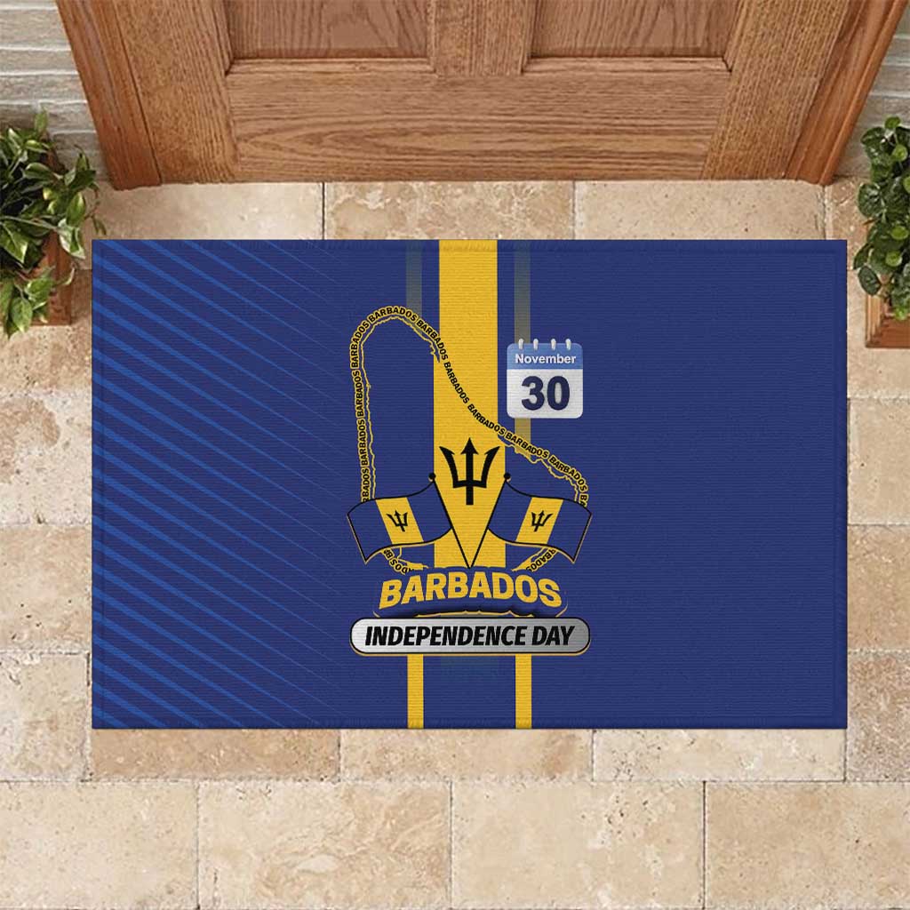Barbados 30th November Rubber Doormat Independence Day Flag Map - Wonder Print Shop