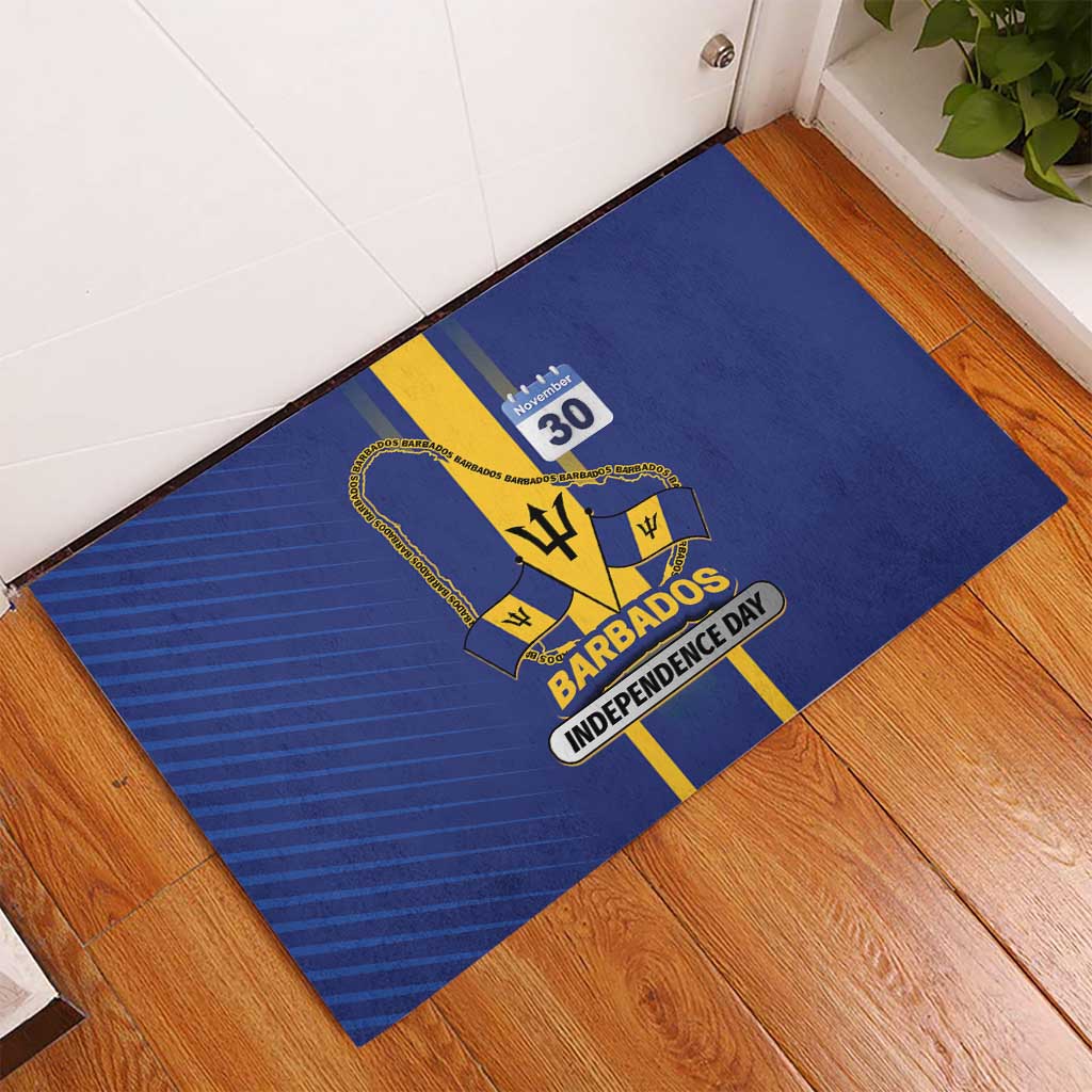 Barbados 30th November Rubber Doormat Independence Day Flag Map - Wonder Print Shop