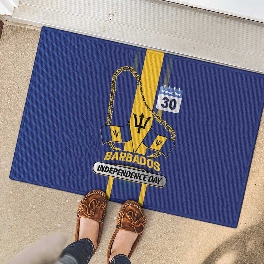 Barbados 30th November Rubber Doormat Independence Day Flag Map - Wonder Print Shop