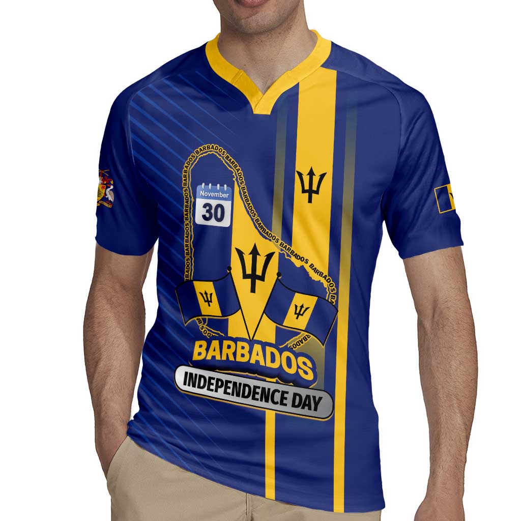 Personalized Barbados 30th November Rugby Jersey Independence Day Flag Map - Wonder Print Shop