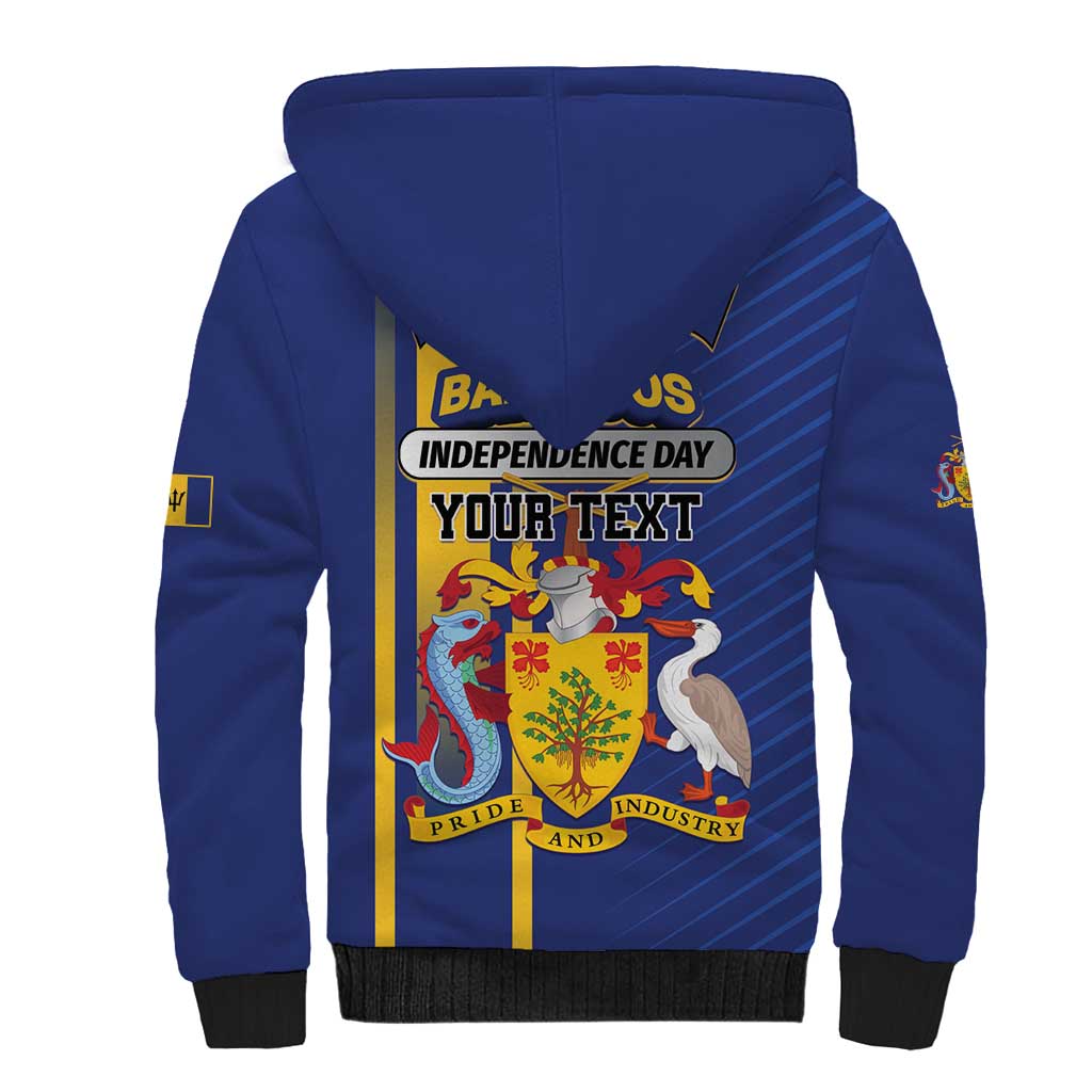 Personalized Barbados 30th November Sherpa Hoodie Independence Day Flag Map - Wonder Print Shop