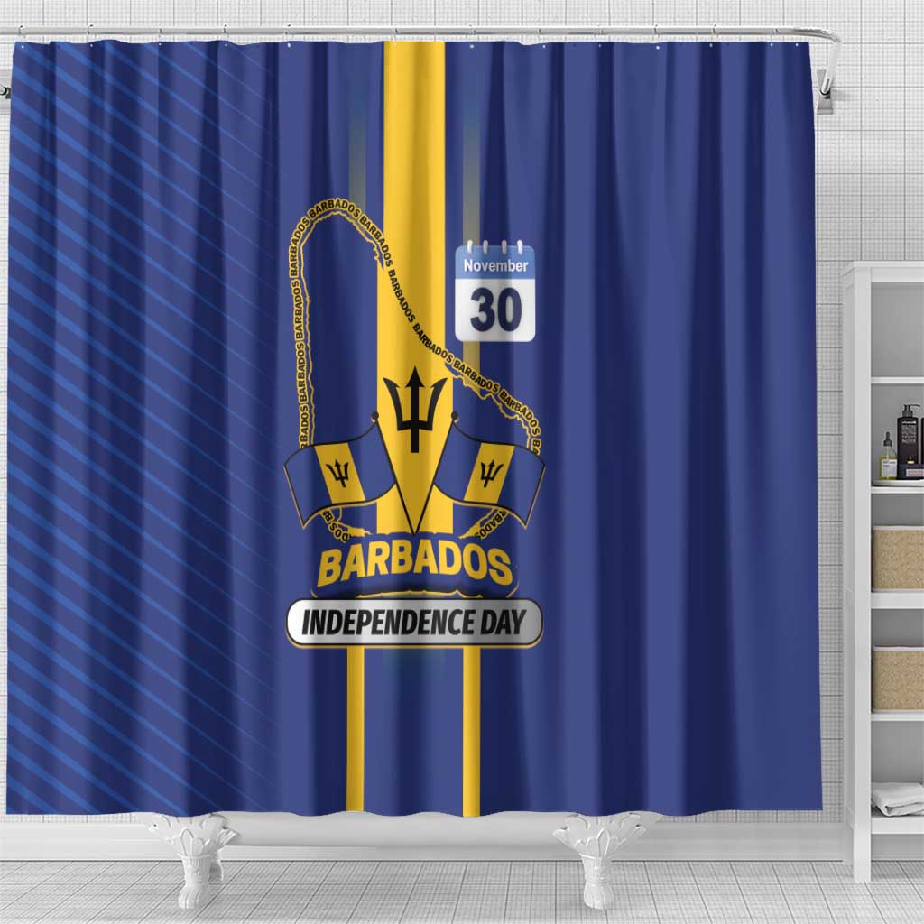 Barbados 30th November Shower Curtain Independence Day Flag Map - Wonder Print Shop