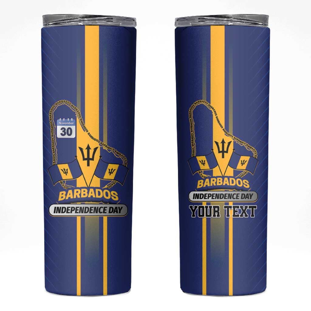 Personalized Barbados 30th November Skinny Tumbler Independence Day Flag Map - Wonder Print Shop